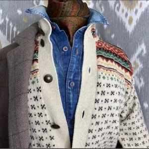 Vtg Polo Ralph Lauren Nordic Fair Isle Cardigan S